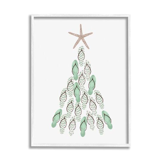 Stupell Industries Flip Flop Beachy Christmas Tree Black Framed Giclee Art